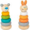 Stapelturm Hase oder Bär in Pastellfarbe, Holzspielzeug