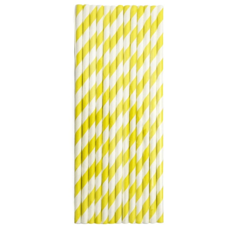 Papierstrohhalme 25 Stk., bunte Trinkhalme gelb
